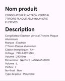 CONGELATEUR ELACTRON VERTICAL 7TIROIRS PLAQUE ALUMINIUM GRIS EL73CVDS