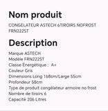 CONGELATEUR ASTECH 6TIROIRS NOFROST FRN222ST