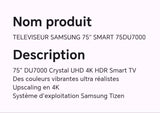 TELEVISEUR SAMSUNG 75" SMART 75DU7000