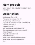 Split SMART technology 12000BTU gaz 410 STS12