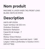 Machine à laver Haier 7kg front load blanc HW70-B12929A