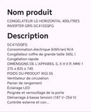 CONGELATEUR LG HORIZONTAL 400LITRES INVERTER GRIS GC415SQFG