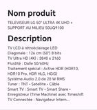 Téléviseur LG 50" ULTRA 4K UHD + support au milieu 50UQ9100