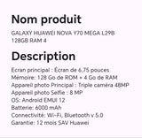 GALAXY HUAWEI NOVA Y70 MEGA L29B 128GB RAM 4