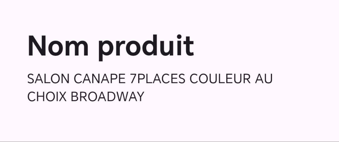 SALON CANAPE 7PLACES COULEUR AU CHOIX BROADWAY