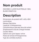 MACHINE A LAVER ELECTROLUX 10KG BLANC EW6F512U