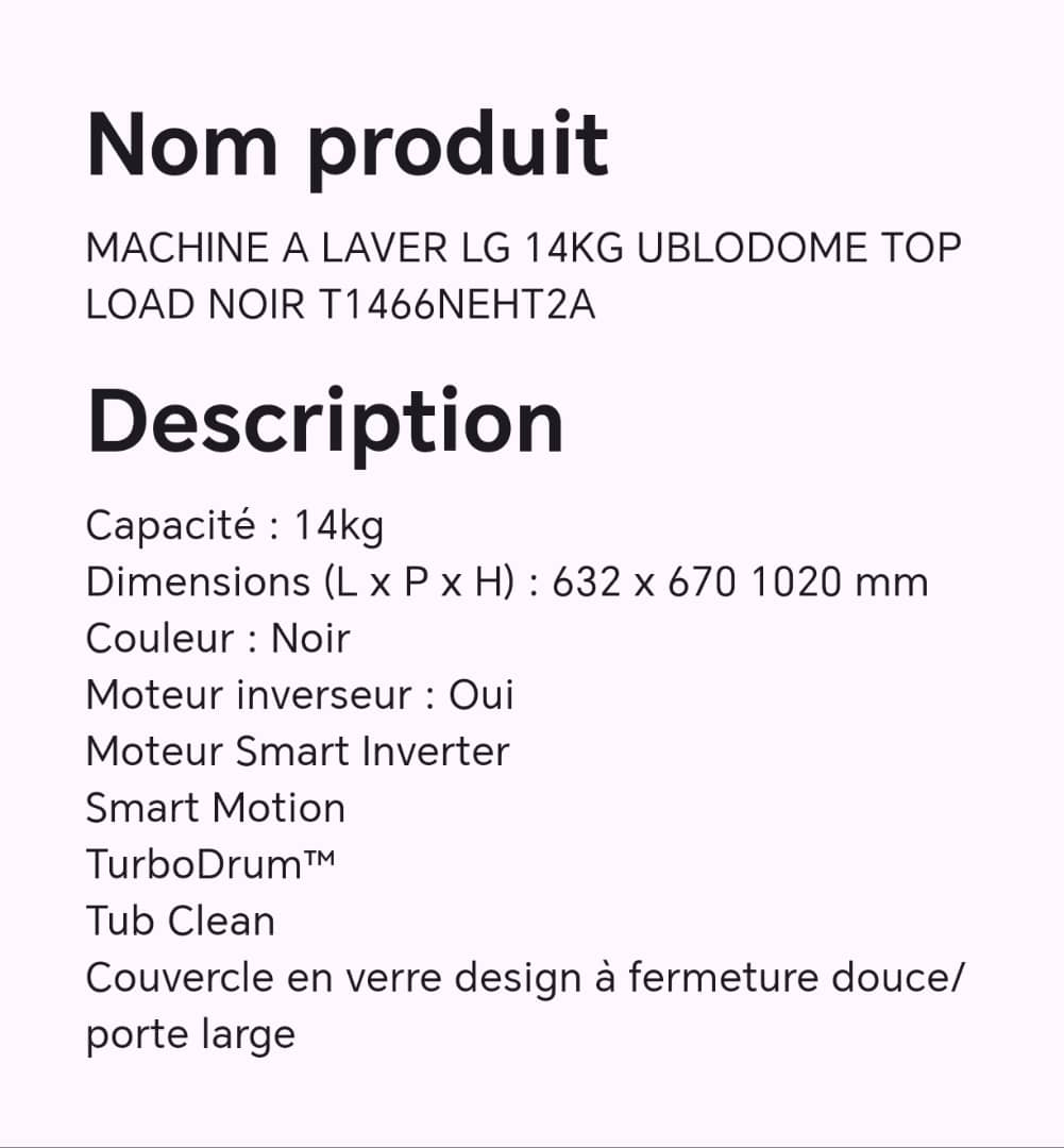 Machine à laver 14KG UBLODOME TOP LOAD noir T1466NEHT2A