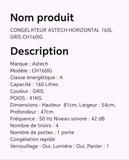 CONGELATEUR ASTECH HORIZONTAL 160L GRIS CH160IG