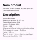 Machine à laver Haier 8kg front load gris HW80-B12929S6