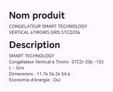 CONGELATEUR SMART TECHNOLOGY VERTICAL 6TIROIRS GRIS STCD236