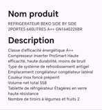 Réfrigérateur BEKO SIDE BY SIDE 2portes 640litres A++ GN164022XBR