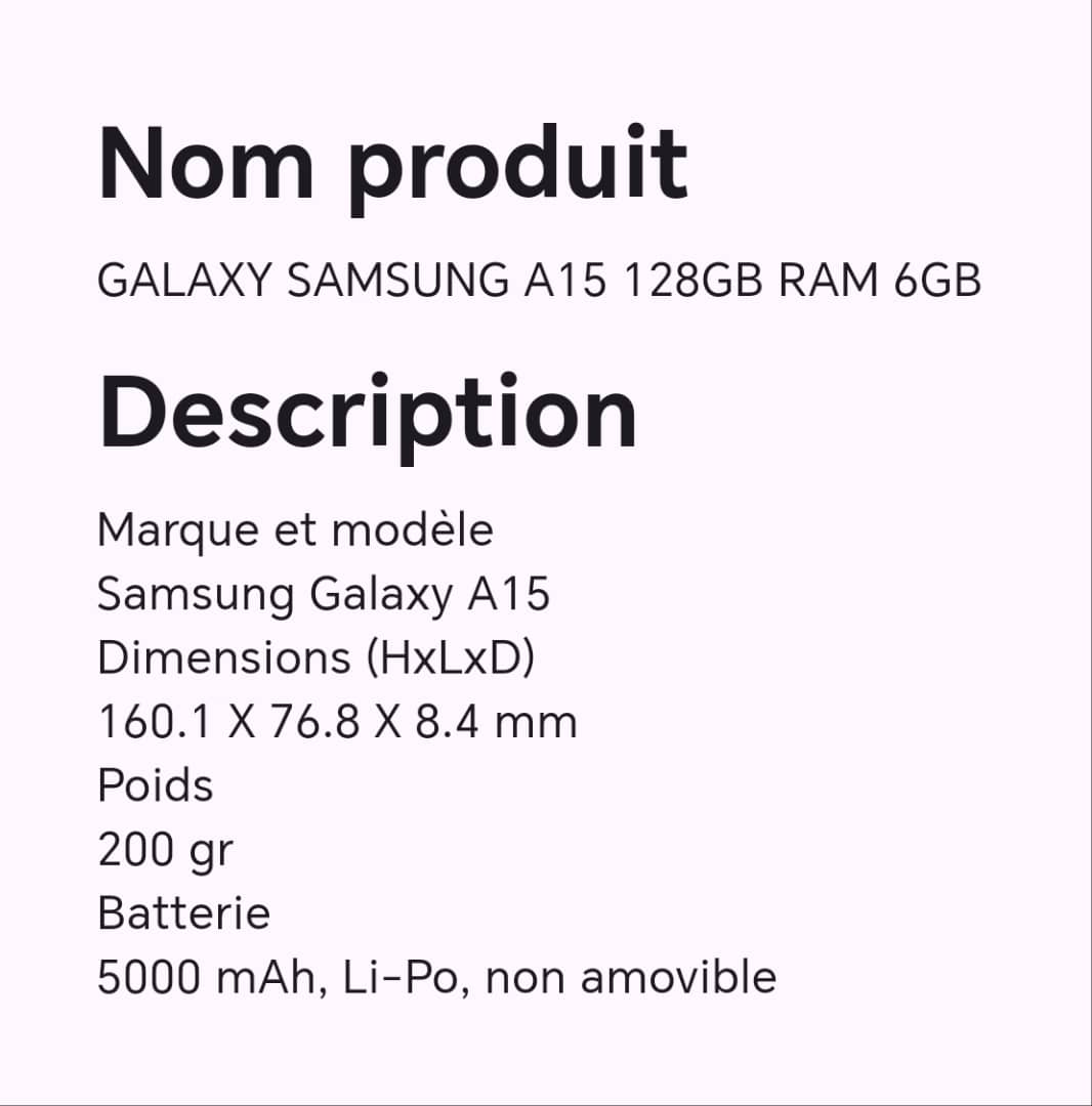 GALAXY SAMSUNG A15 128GB RAM 6GB
