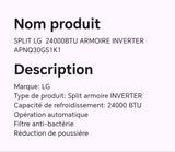 SPLIT LG 24000BTU ARMOIRE INVERTER APNQ30GS1K1