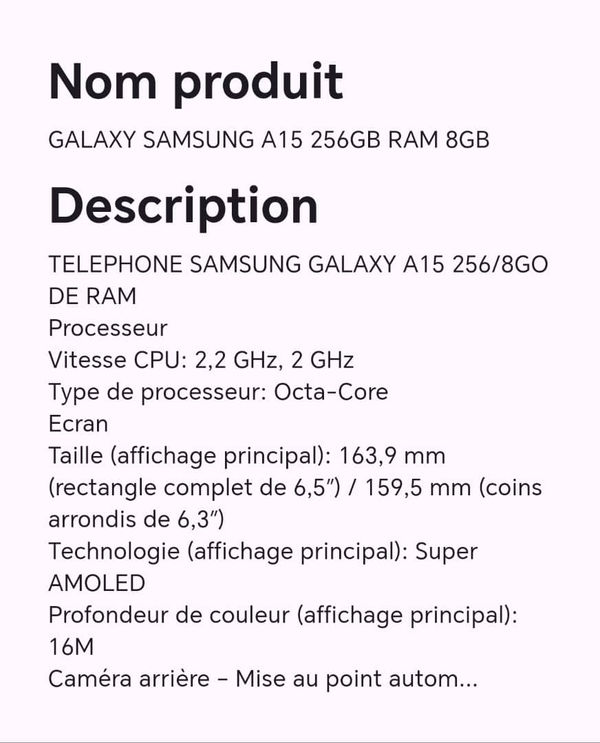 GALAXY SAMSUNG A15 256GB RAM 8GB