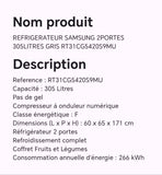 Réfrigérateur SAMSUNG 2portes 305litres gris  RT31CG5420S9MU
