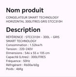 CONGELATEUR SMART TECHNOLOGY HORIZONTAL 300LITRES GRIS STCC310H