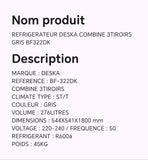 Réfrigérateur DESKA combine 3 tiroirs gris BF322DK