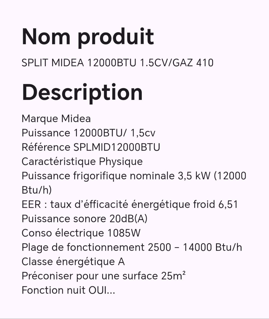 SPLIT MIDEA 12000BTU 1.5CV/GAZ 410