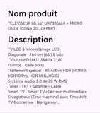 TELEVISEUR LG 65" UR73006LA +MICRO ONDE ICONA 20L OFFERT