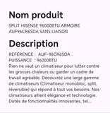 SPLIT HISENSE 96000BTU ARMOIRE AUF96CR6SDA SANS LIAISON