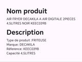 AIR FRYER DECAKILA à AIR digital 2 pièces 4,5 litre noir KEEC039B