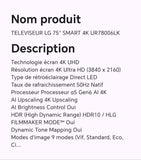 TELEVISEUR LG 75" SMART 4K UR78006LK