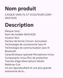 Casque sans fil et écouteurs SONY WHCH520