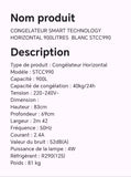 CONGELATEUR SMART TECHNOLOGY HORIZONTAL 900LITRES BLANC STCC990
