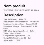 TELEVISEUR LG 55" OLED SMART 4K B36LA