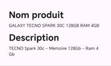 GALAXY TECNO SPARK 30C 128GB RAM 4GB