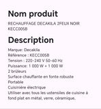 Réchauffage DECAKILA 2feux noir KECC005B