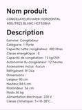 CONGELATEUR HAIER HORIZONTAL 400LITRES BLANC HCF328HA