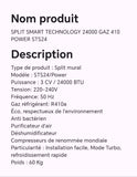 SPLIT SMART TECHNOLOGY 24000 GAZ 410 POWER STS24