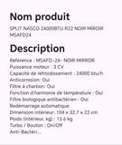 SPLIT NASCO 24000BTU R22 NOIR MIROIR MSAFD24