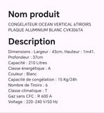 CONGELATEUR OCEAN VERTICAL 6TIROIRS PLAQUE ALUMINIUM BLANC CVK306TA