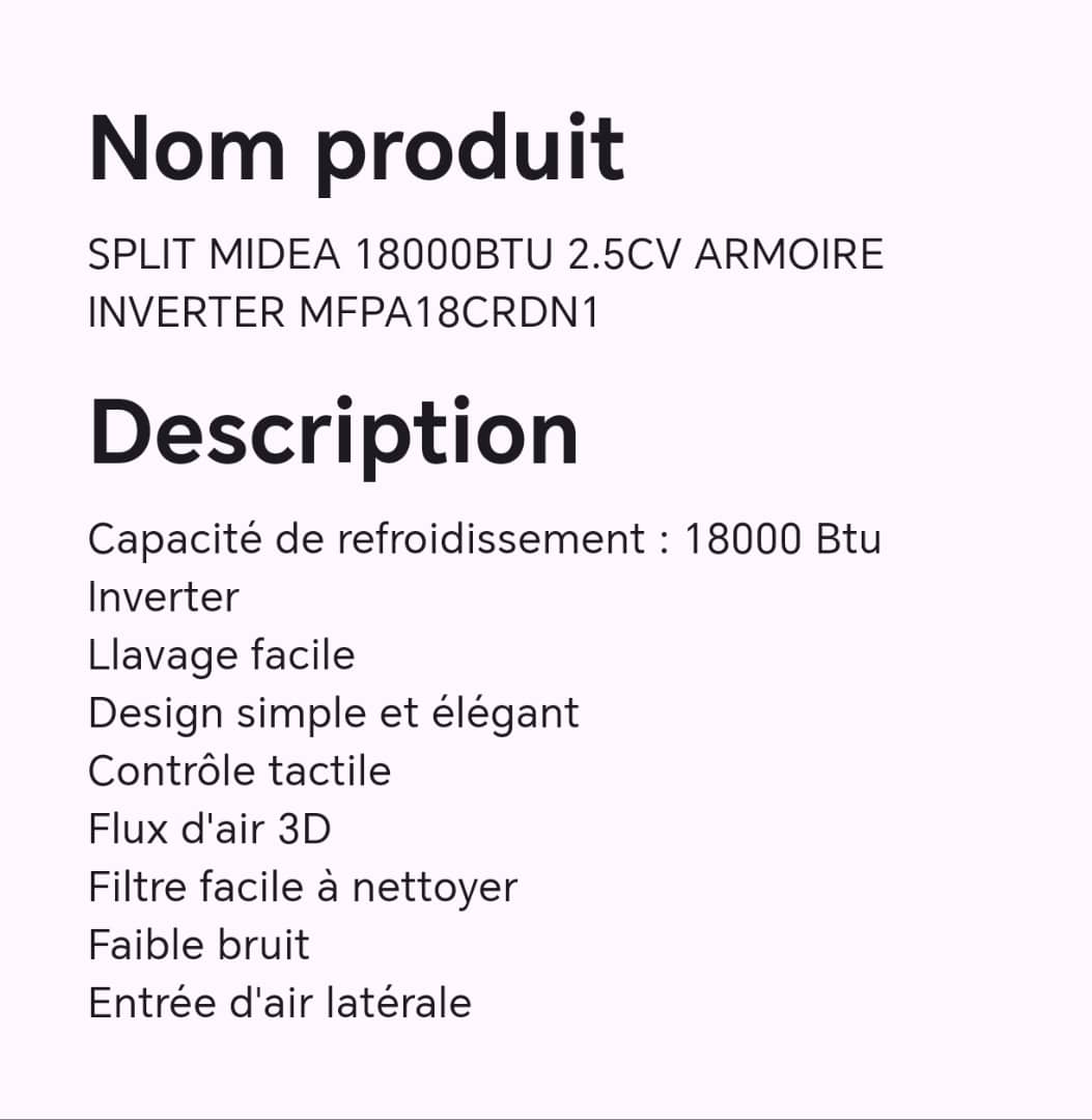 Split MIDEA 18000BTU 2.5CV armoire INVERTER MFPA18CRDN1