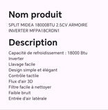 Split MIDEA 18000BTU 2.5CV armoire INVERTER MFPA18CRDN1