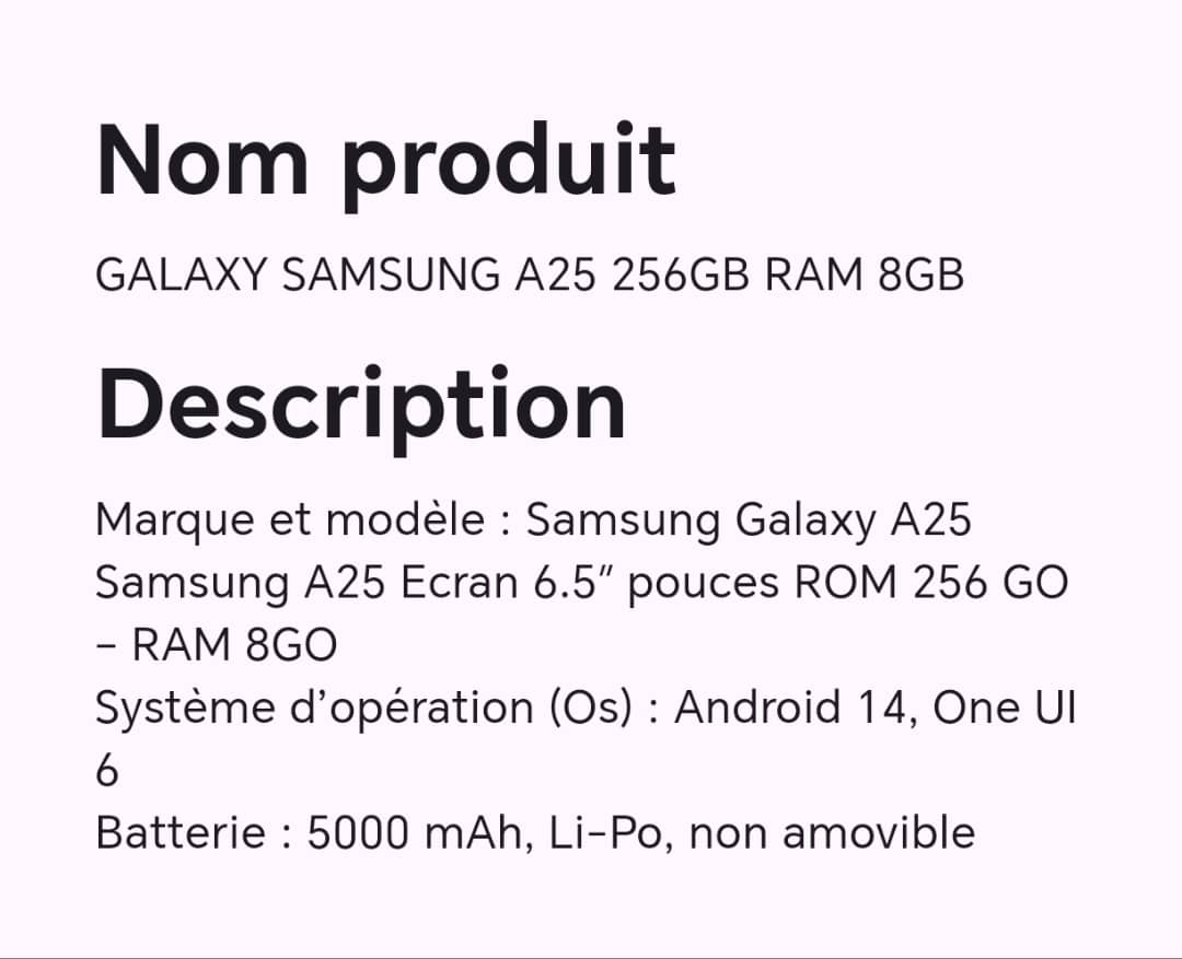 GALAXY SAMSUNG A25 256GB RAM 8GB