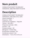 CONGELATEUR SMART TECHNOLOGY HORIZONTAL 280LITRES NOIR STCC327B