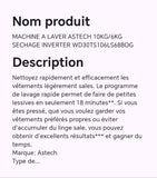 Machine à laver ASTECH 10KG/6KG séchage inverter WD30TS106LS688OG