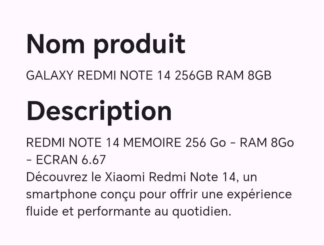 GALAXY REDMI NOTE 14 256GB RAM 8GB
