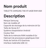 TABLETTE SAMSUNG TAB A9 64GB RAM 4GB