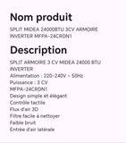 Split MIDEA 24000BTU 3CV armoire INVERTER MFPA-24CRDN1