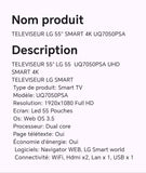 TELEVISEUR LG 55" SMART 4K UQ7050PSA