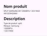 SPLIT SAMSUNG AR 12000BTU 1.5CV MAX AR12CRHGWKX