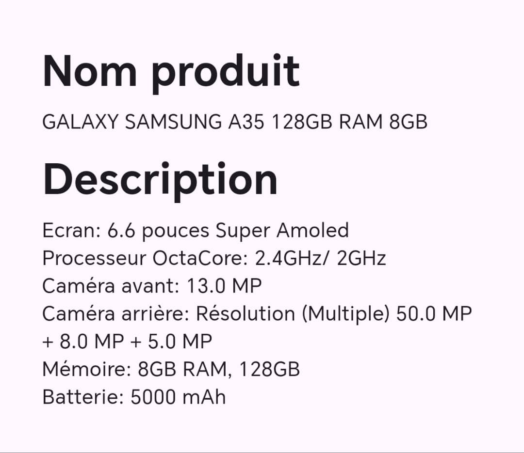 GALAXY SAMSUNG A35 128GB RAM 8GB