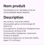 TELEVISEUR LG 55" UR73006LA PVG 4K TELECOMANDE MAGIC REMOTE