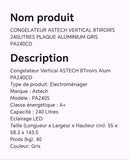 CONGELATEUR ASTECH VERTICAL 8TIROIRS 240LITRES PLAQUE ALUMINIUM GRIS PA240CD