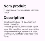 CLIMATISEUR ASTECH PORTATIF 12000BTU 12PON