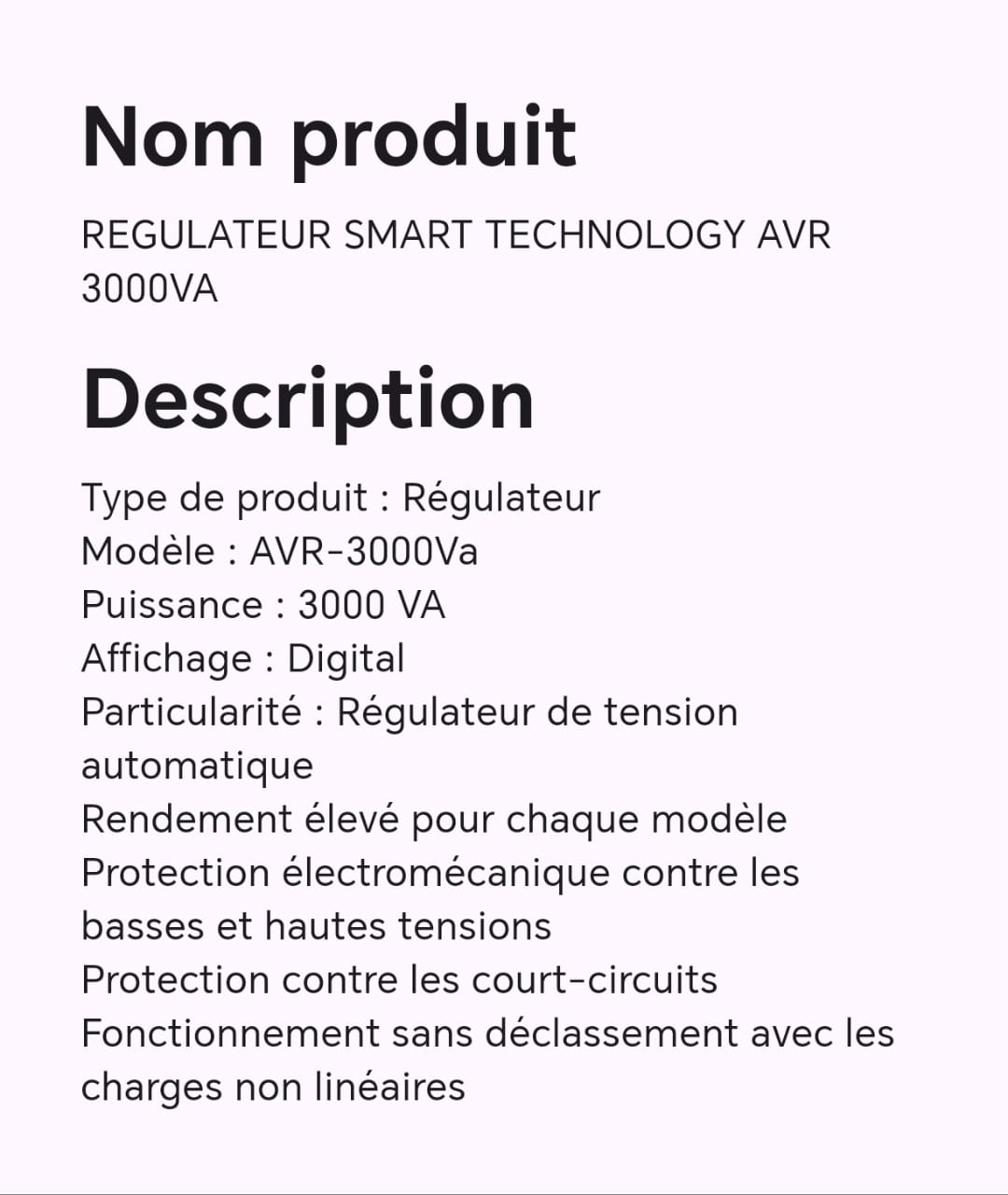 Régulateur smart technology AVR 3000VA